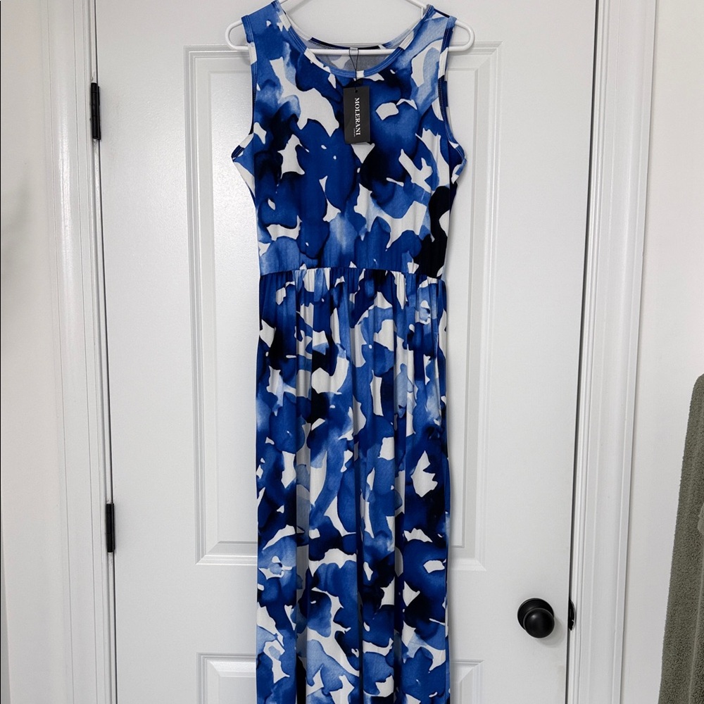 Blue & White Floral Maxi Dress